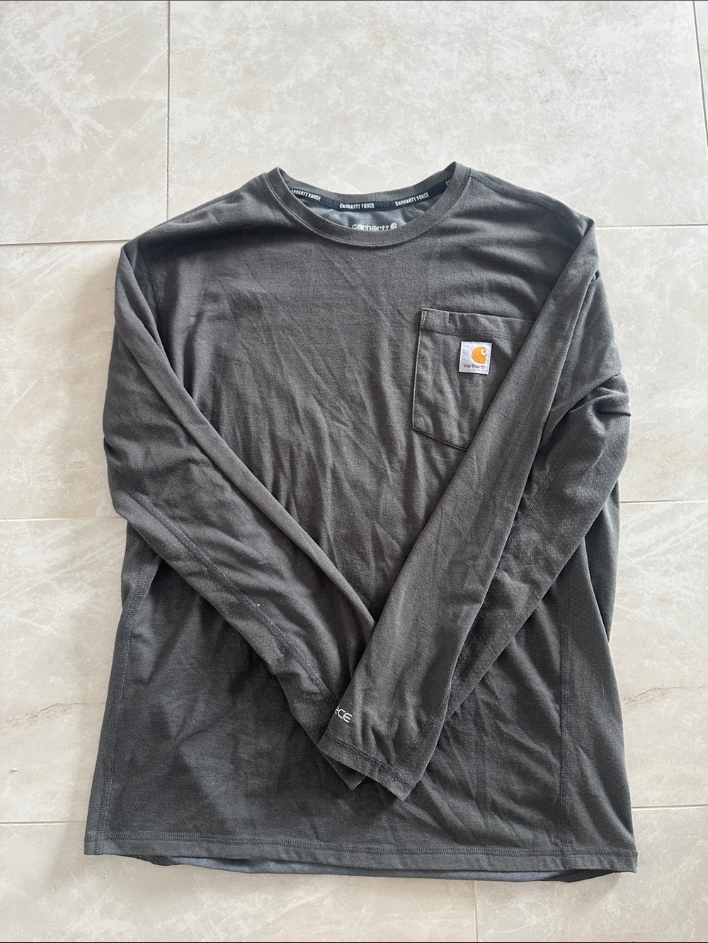 Carhartt Long-Sleeve Pocket Tee — Charcoal